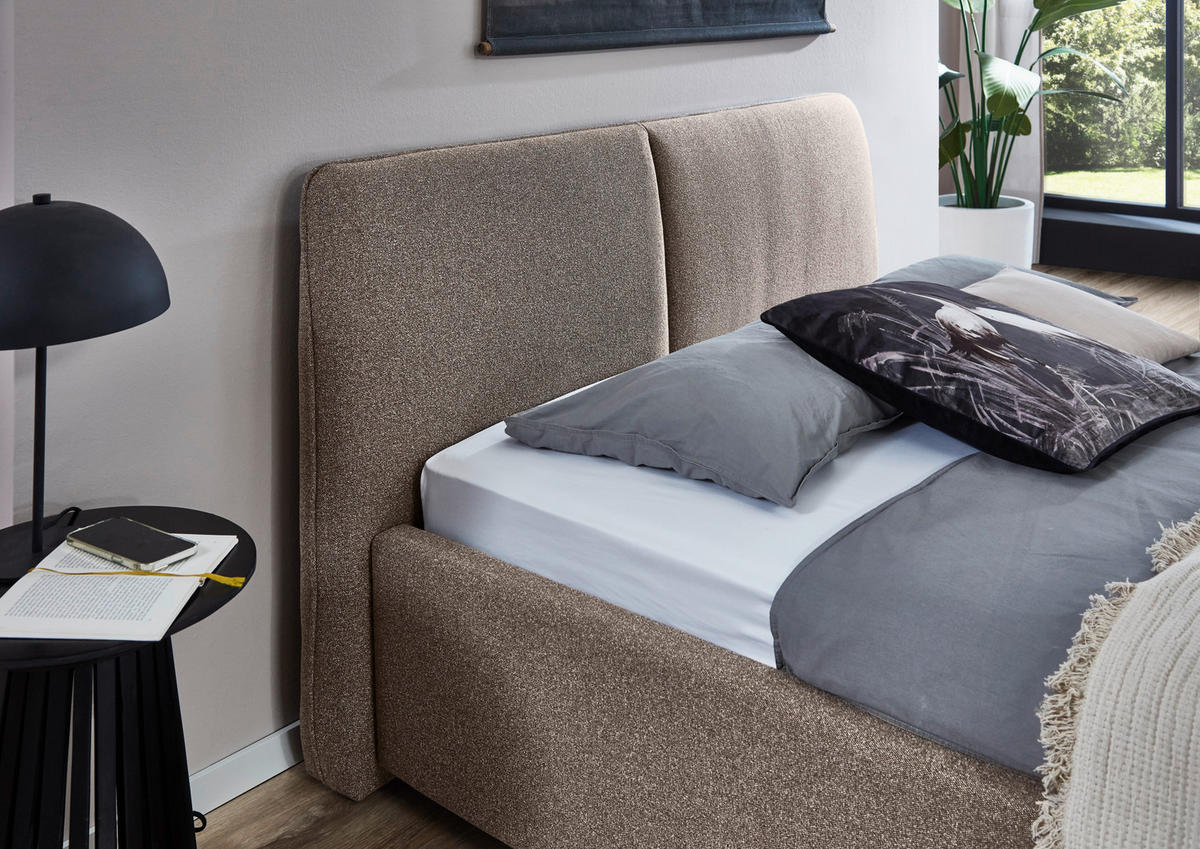 POLSTERBETT 140/200 cm,  in Braun,  - Schwarz/Braun, Design, Holz/Textil (140/200cm) - Stylife