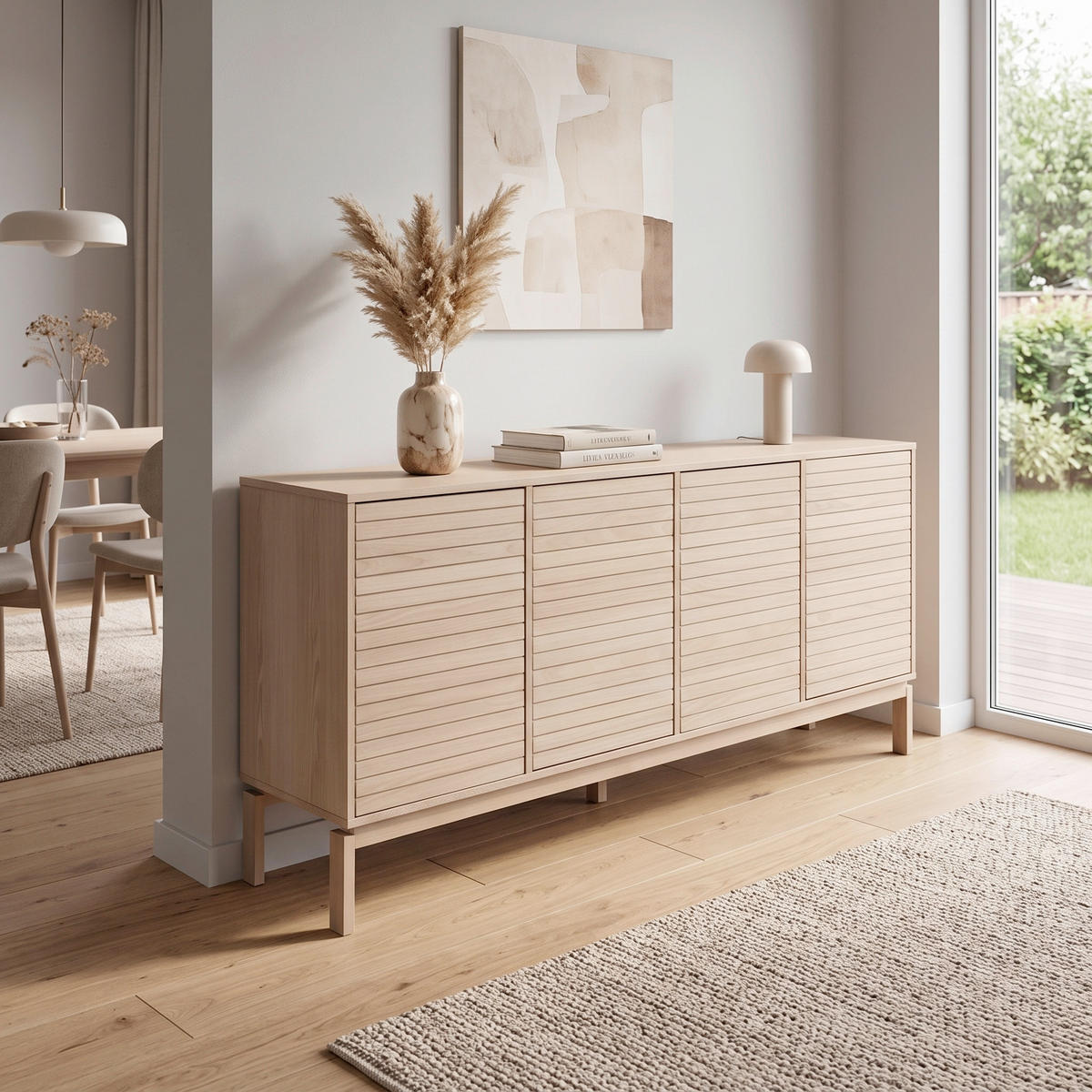 SIDEBOARD  180/80/40 cm  - Weiss/Eichefarben, Design, Holz/Holzwerkstoff (180/80/40cm) - Livetastic