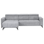 ECKSOFA Hellgrau Cord Rücken echt, Kopfteilverstellung, Sitzvorzug  - Hellgrau/Schwarz, KONVENTIONELL, Textil/Metall (170/257cm) - Carryhome