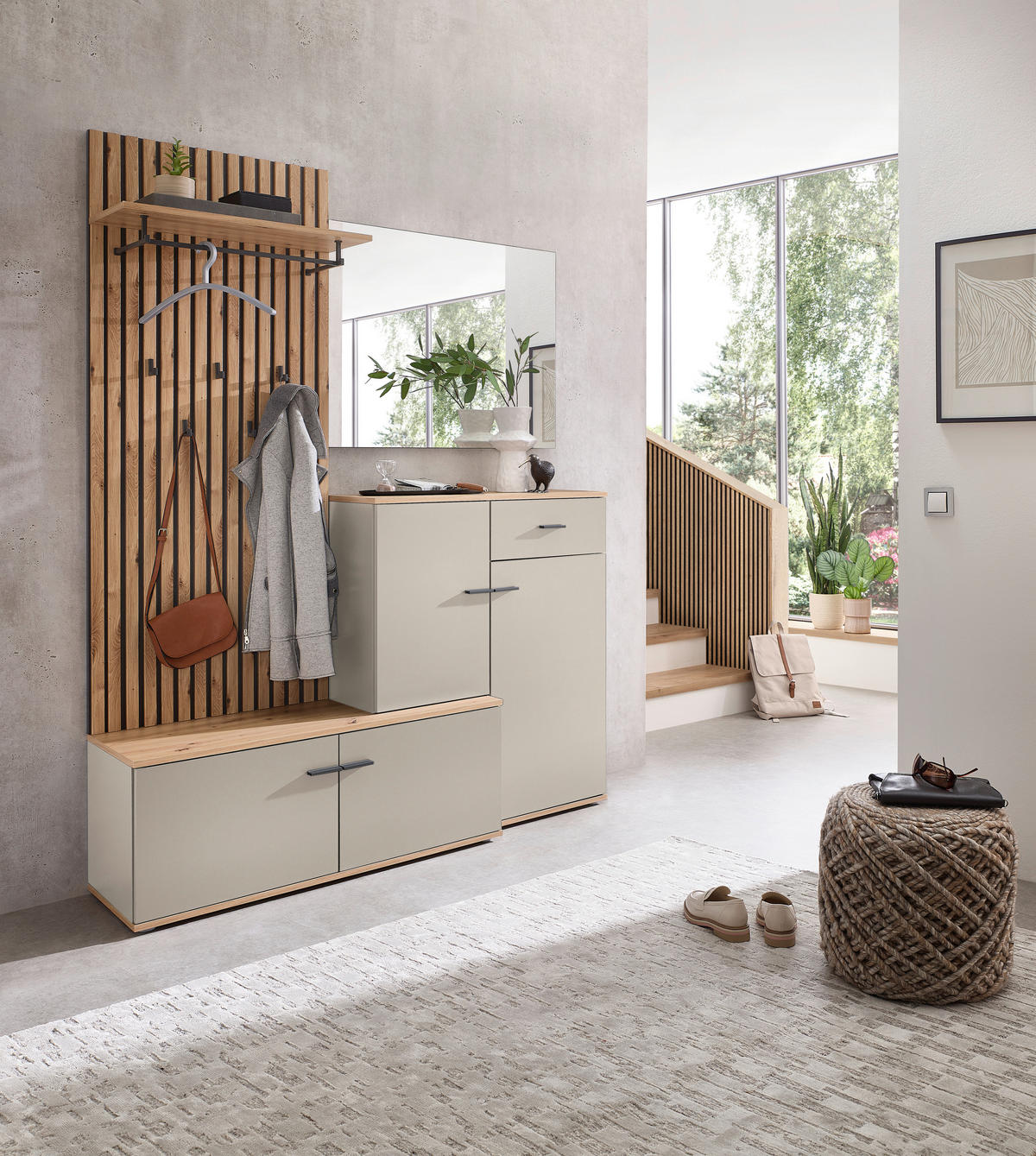 GARDEROBE  in 148/199/38 cm  - Kaschmir/Eiche Artisan, Design, Glas/Holzwerkstoff (148/199/38cm) - Xora