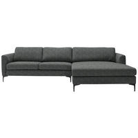 ECKSOFA in Flachgewebe Anthrazit  310/195 cm  - Anthrazit/Schwarz, Design, Textil/Metall (310/195cm) - Schöner Wohnen