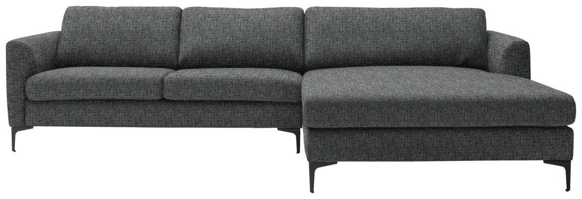 ECKSOFA in Flachgewebe Anthrazit  310/195 cm  - Anthrazit/Schwarz, Design, Textil/Metall (310/195cm) - Schöner Wohnen