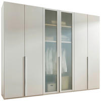 DREHTÜRENSCHRANK  in Weiß  - Chromfarben/Weiß, Design, Glas/Holzwerkstoff (300/216/58cm) - Novel