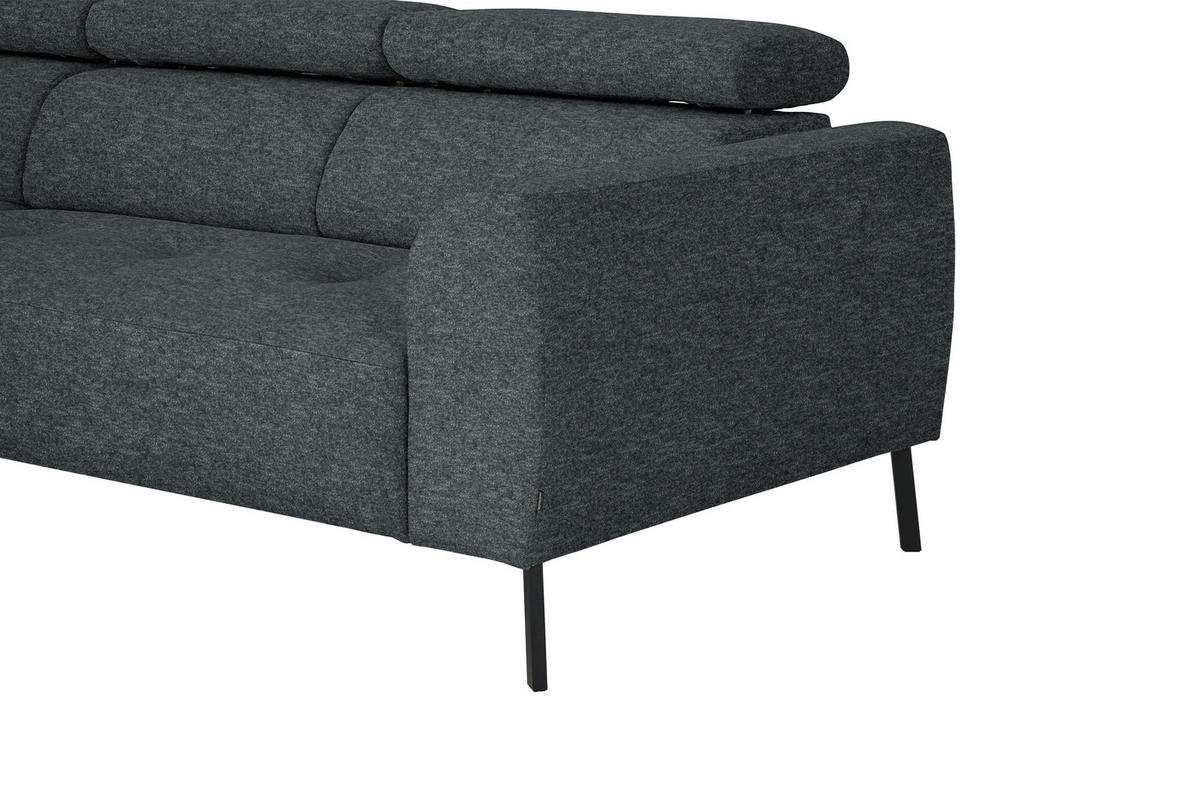 ECKSOFA in Chenille Grau  205/280 cm  - Schwarz/Grau, Design, Textil/Metall (205/280cm) - Xora