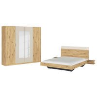 SCHLAFZIMMER Champagner, Eiche Artisan  - Champagner/Eiche Artisan, Design, Glas/Holzwerkstoff - Rauch Möbel