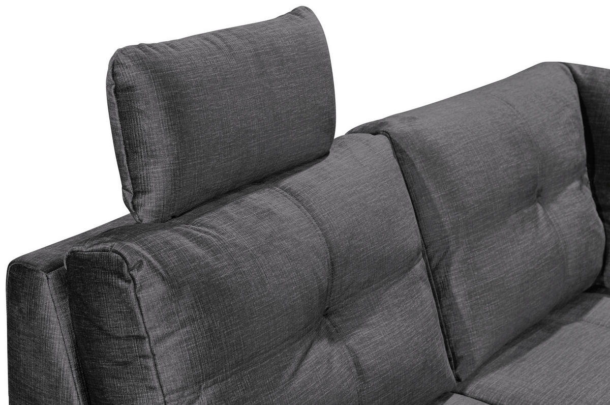 WOHNLANDSCHAFT in Mikrovelours Grau  - Schwarz/Grau, KONVENTIONELL, Kunststoff/Textil (217/334/127cm) - Carryhome