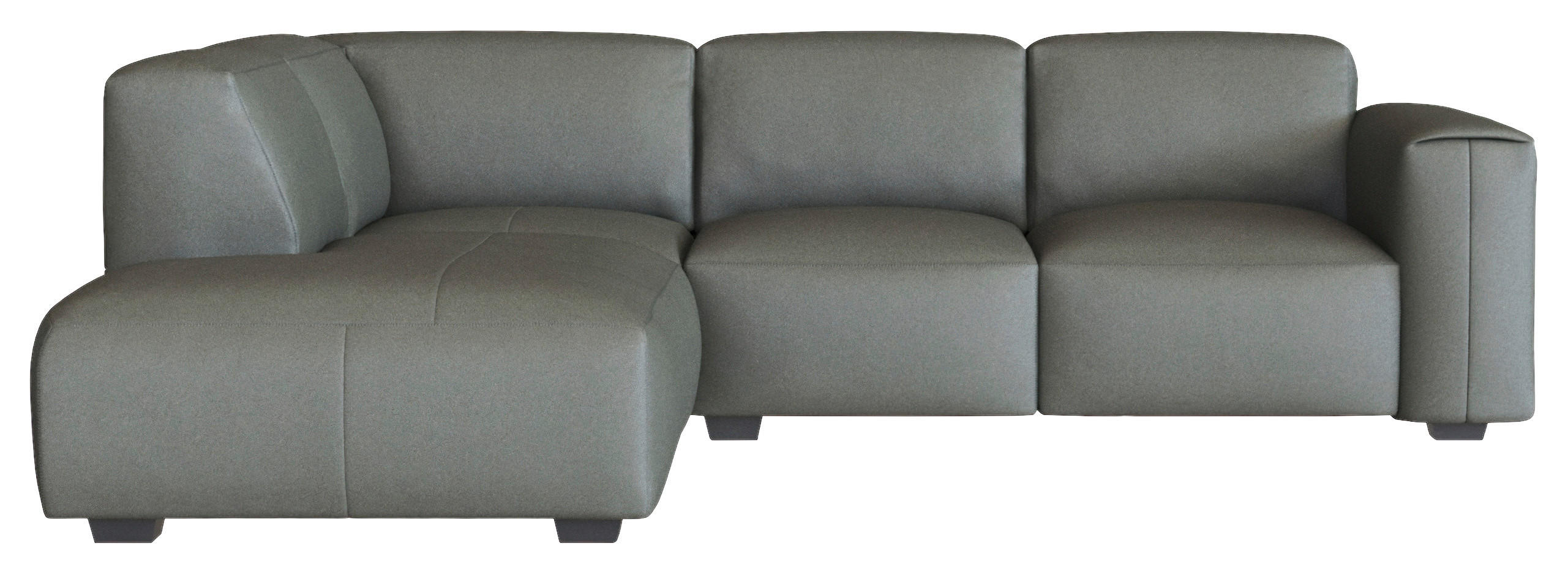 ECKSOFA Dunkelgrau Echtleder  - Dunkelgrau/Schwarz, Design, Leder/Holz (231/256cm) - Livetastic