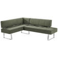 ECKBANK 165/227 cm  in Grün, Edelstahlfarben  - Edelstahlfarben/Grün, Design, Textil/Metall (165/227cm) - Moderano