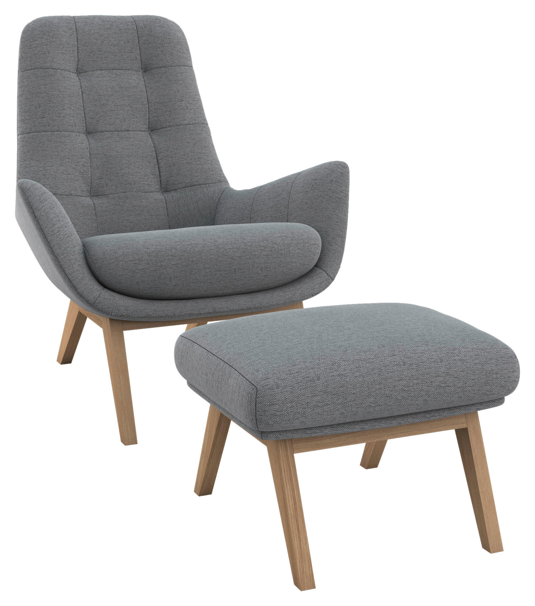 SESSELSET Flachgewebe Hocker    - Eichefarben/Grau, Design, Holz/Textil (84/95/96cm) - MID.YOU