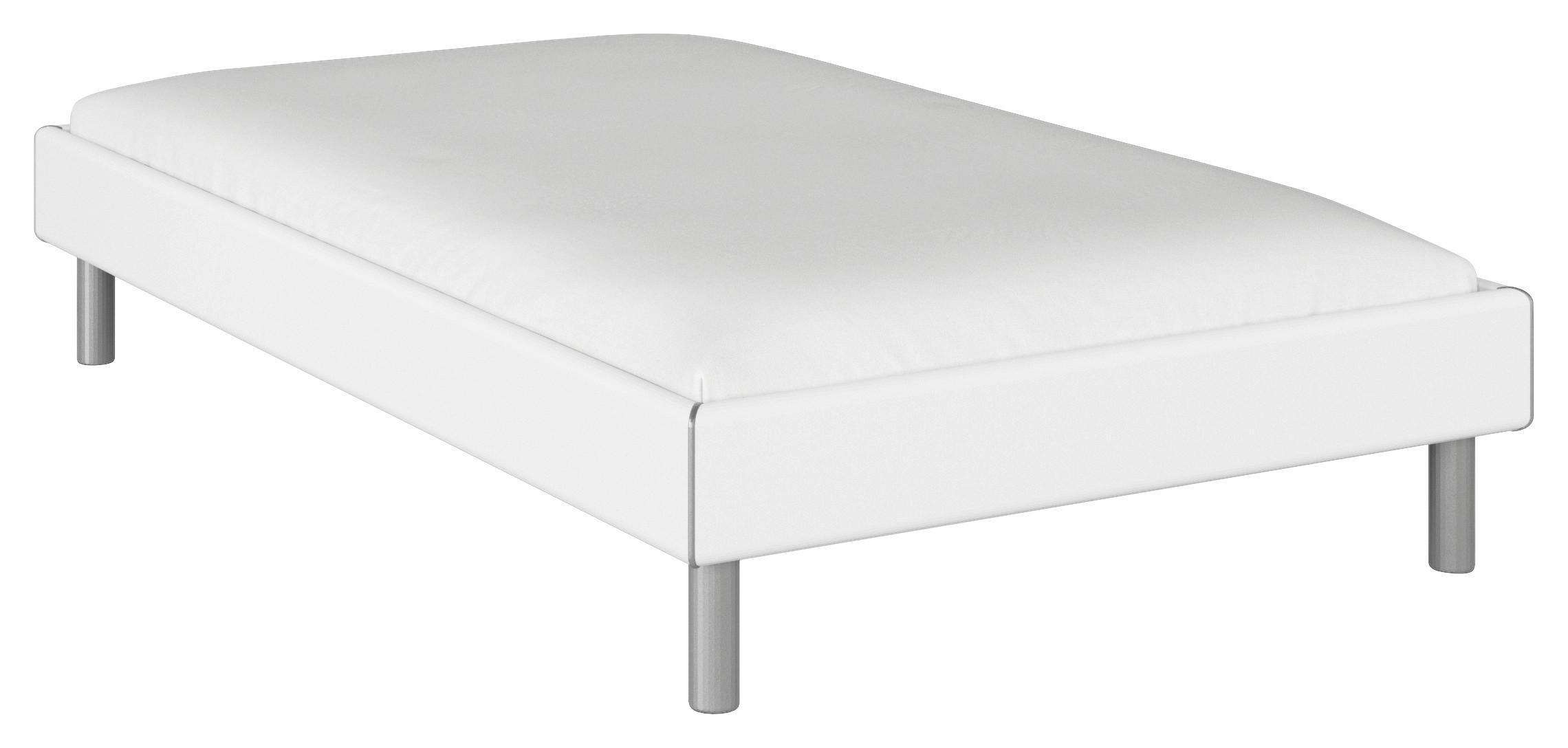 BETT 120/200 cm  in Weiss   - Weiss/Alufarben, Design, Holzwerkstoff/Metall (120/200cm) - Carryhome