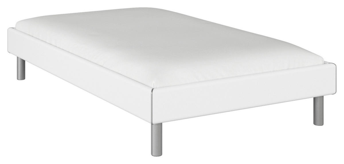 BETT 120/200 cm  in Weiss   - Weiss/Alufarben, Design, Holzwerkstoff/Metall (120/200cm) - Carryhome