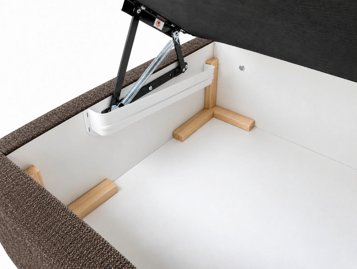 BOXBETT 140/200 cm,  in Braun, Bettkasten, Topper,  - Chromfarben/Braun, MODERN, Holz/Kunststoff (140/200cm) - MID.YOU