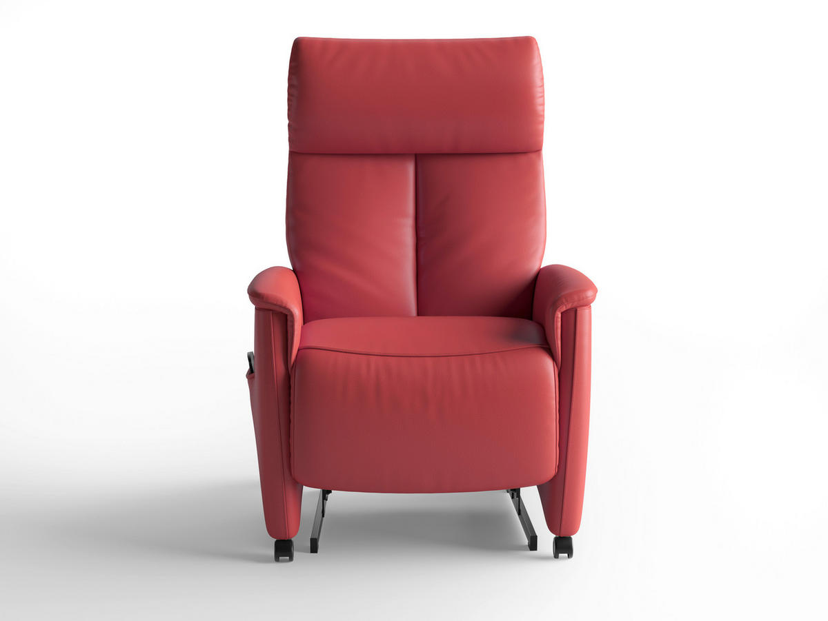 RELAXSESSEL TV CREMONA COMFORT E S1 Echtleder Kopfteilverstellung, Fußteilverstellung, Rücken echt    - Rot/Schwarz, Basics, Leder/Kunststoff (76/110/84cm) - Sit & More