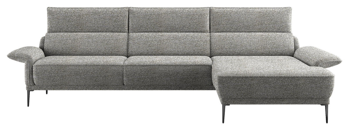 ECKSOFA in Bouclé Grau  330/186 cm  - Schwarz/Grau, Design, Textil/Metall (330/186cm) - Johann Jakob