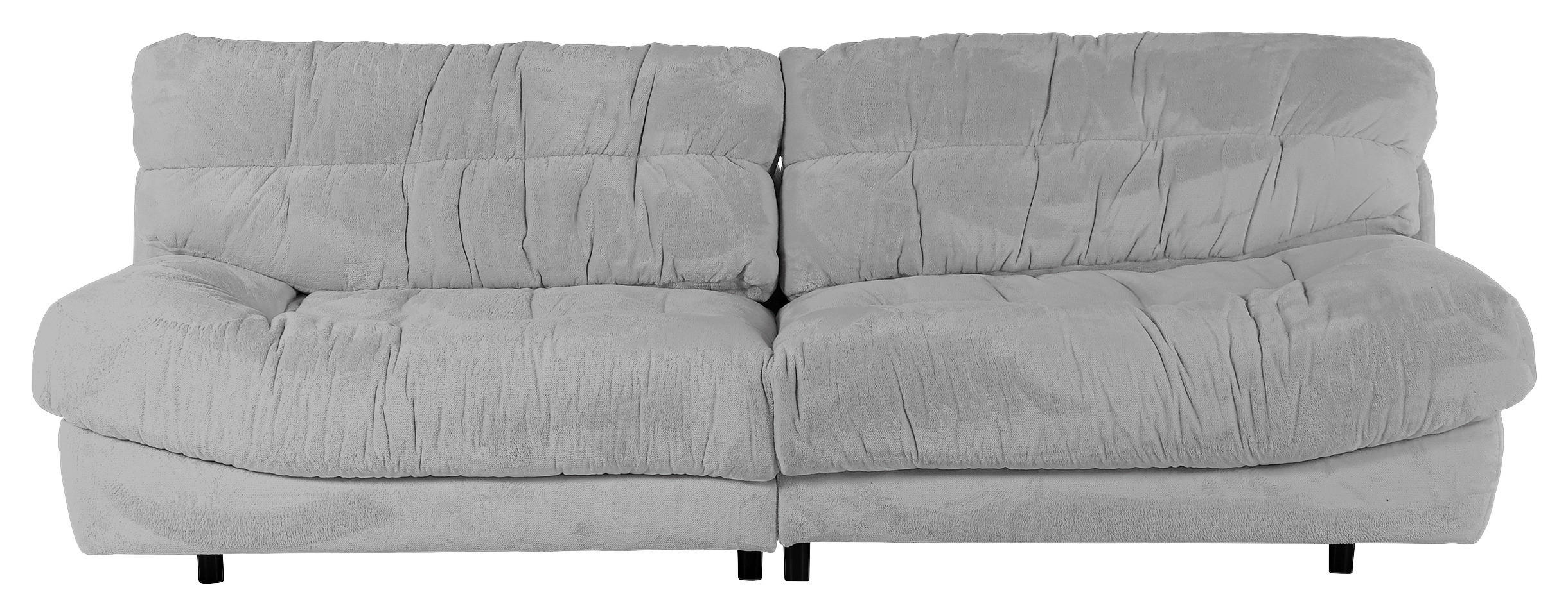 BIGSOFA  in Plüsch Silberfarben  - Silberfarben/Schwarz, KONVENTIONELL, Kunststoff/Textil (262/70/115cm) - Ambia Home