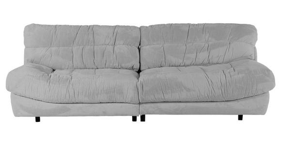 BIGSOFA  in Plüsch Silberfarben  - Silberfarben/Schwarz, KONVENTIONELL, Kunststoff/Textil (262/70/115cm) - Ambia Home