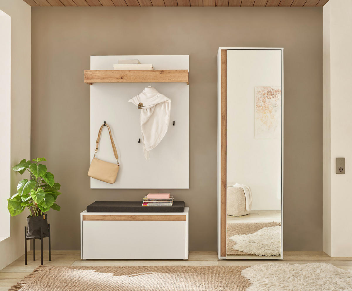 GARDEROBENSCHRANK  in 60/200/40 cm  - Eiche Wotan/Schwarz, Design, Glas/Holzwerkstoff (60/200/40cm) - Modante