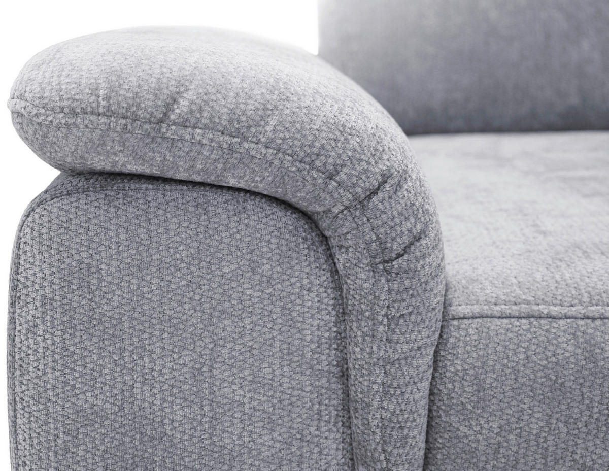 ECKSOFA Hellgrau Chenille Bettkasten, Schlaffunktion, Rücken echt, Kopfteilverstellung, Liegefläche im Originalstoff  - Hellgrau/Schwarz, KONVENTIONELL, Textil/Metall (265/206cm) - Carryhome