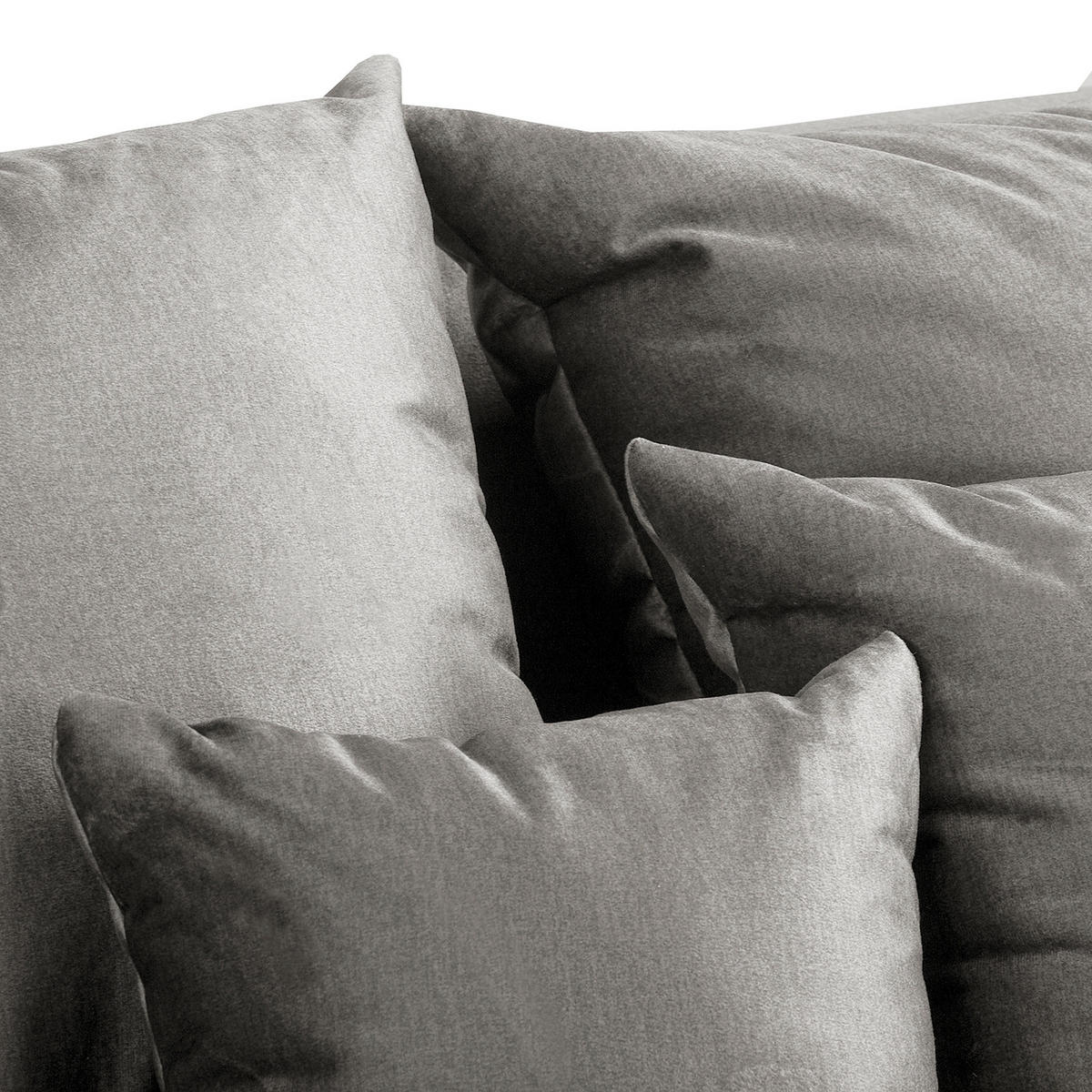 ECKSOFA Naomi Dunkelgrau Velours Rückenkissen  - Dunkelgrau/Schwarz, Design, Kunststoff/Textil (243/284cm) - P & B