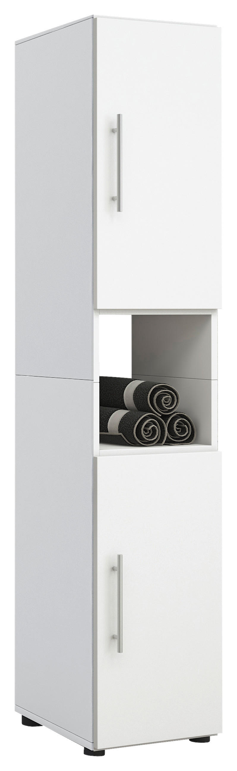 HOCHSCHRANK Weiß  - Silberfarben/Schwarz, KONVENTIONELL, Holzwerkstoff/Kunststoff (31/160/30cm) - MID.YOU