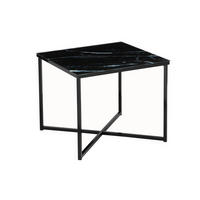 BEISTELLTISCH in Metall, Glas 50/50/42 cm  - Schwarz, Design, Glas/Metall (50/50/42cm) - Livetastic