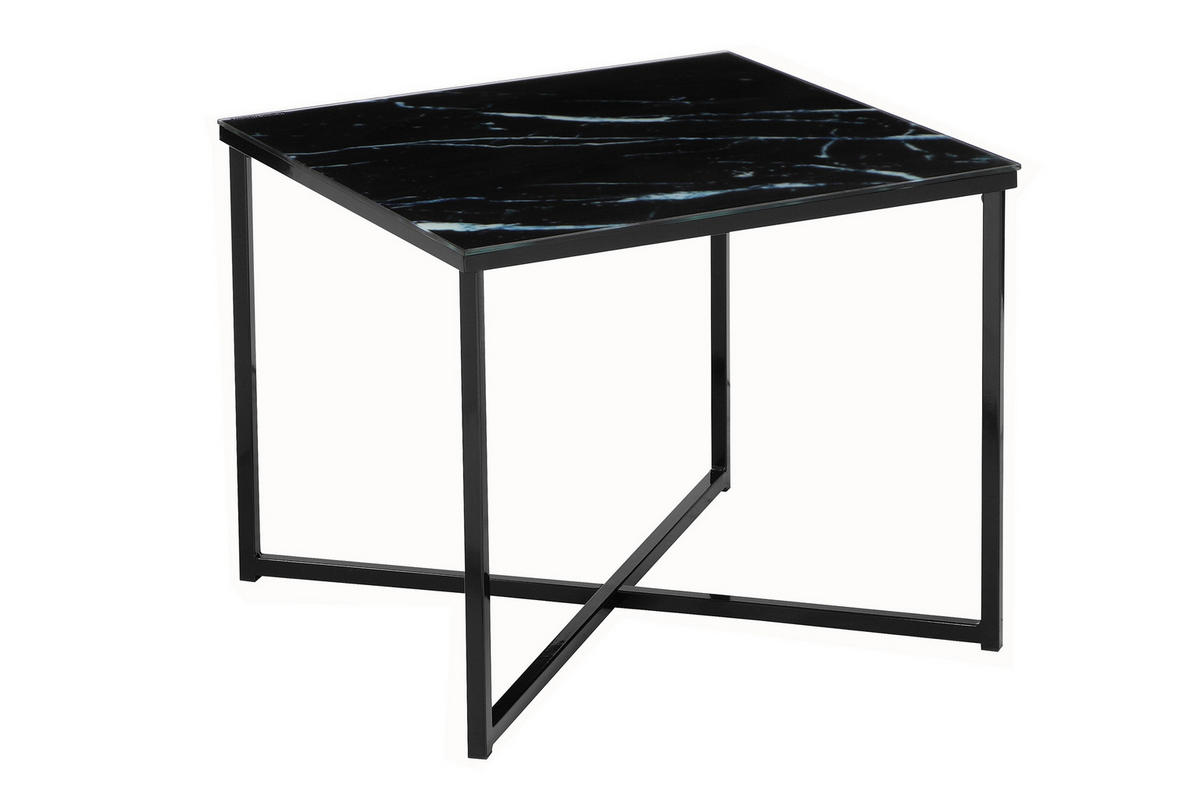 BEISTELLTISCH in Metall, Glas 50/50/42 cm  - Schwarz, Design, Glas/Metall (50/50/42cm) - Livetastic