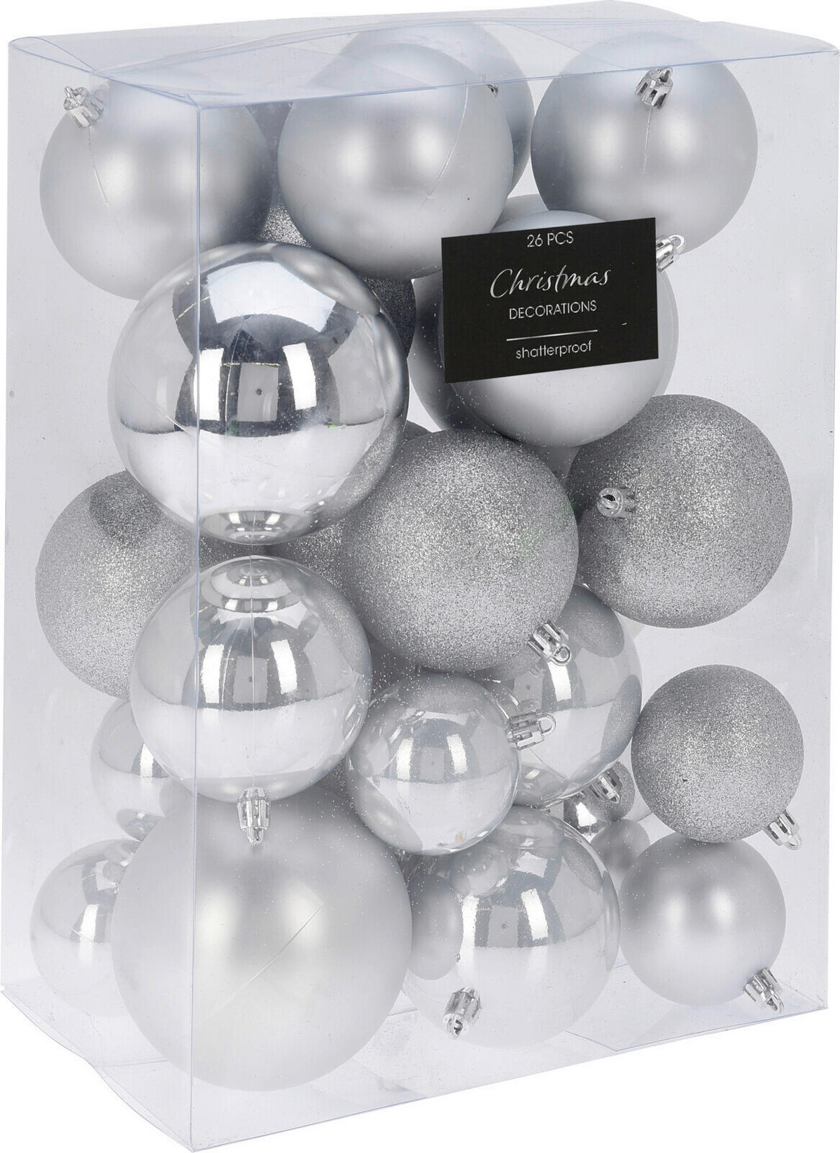 CHRISTBAUMKUGEL-SET 26-teilig  - Basics, Kunststoff (24/15/33cm) - X-Mas