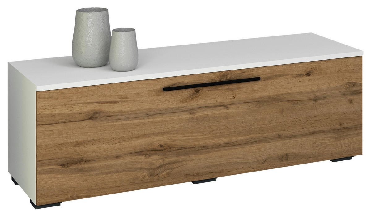 TV-BÄNK , 115/39/40 cm,  - honungsek/vit, Modern, trämaterial/plast (115/39/40cm) - MID.YOU