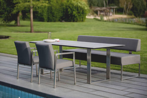 GARTENTISCH 180/95/76 cm Metall, Kunststoff Grau, Silberfarben rechteckig  - Silberfarben/Grau, Design, Kunststoff/Metall (180/95/76cm)