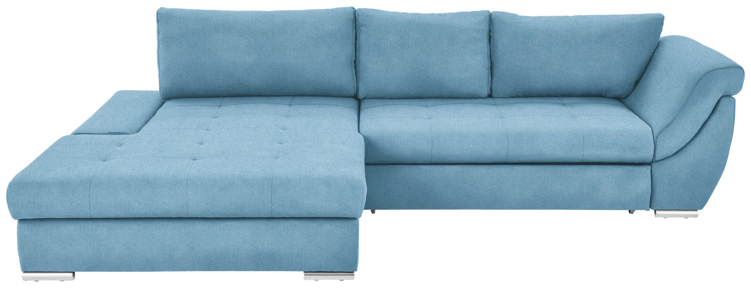ECKSOFA Blau Flachgewebe  - Blau/Silberfarben, Design, Textil/Metall (174/306cm) - Carryhome