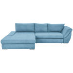 ECKSOFA in Flachgewebe Blau  - Blau/Silberfarben, Design, Textil/Metall (174/306cm) - Carryhome