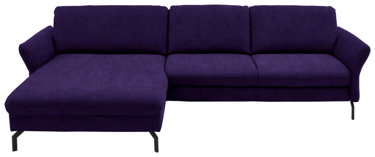ECKSOFA Beldomo System in Velours Violett  179/306 cm  - Violett/Schwarz, Design, Textil/Metall (179/306cm) - Beldomo System