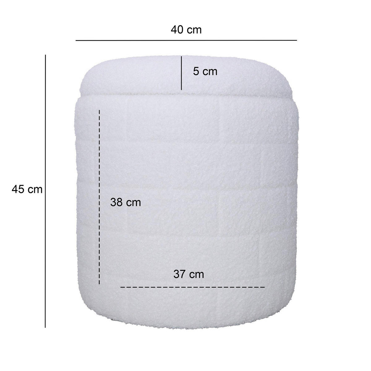 HOCKER in Textil Weiss  - Weiss, Basics, Textil (40/45/40cm) - Livetastic