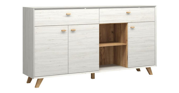 SIDEBOARD melaminharzbeschichtet Weiß - Eichefarben/Weiß, Design, Holz/Holzwerkstoff (187/100/41cm) - Linea Natura