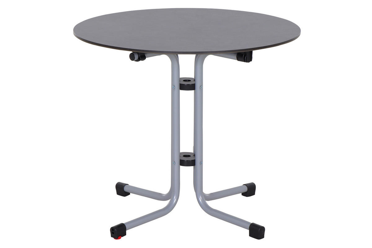 GARTENKLAPPTISCH Holz, Metall, Kunststoff rund  - Anthrazit/Silberfarben, KONVENTIONELL, Holz/Kunststoff (80/71cm) - Siena Garden