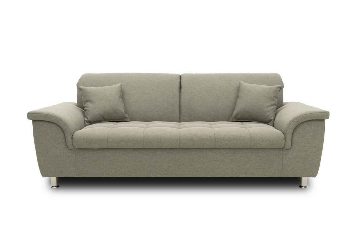2-SITZER-SOFA  in Webstoff Graubraun  - Chromfarben/Graubraun, KONVENTIONELL, Textil/Metall (210/81/97cm) - MID.YOU