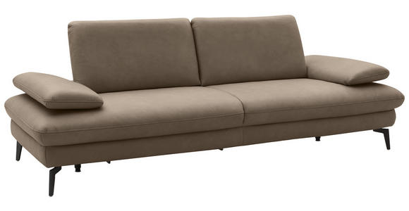 3-SITZER-SOFA Echtleder Graubraun  - Graubraun/Schwarz, Design, Leder/Metall (238/86/94cm) - Dieter Knoll