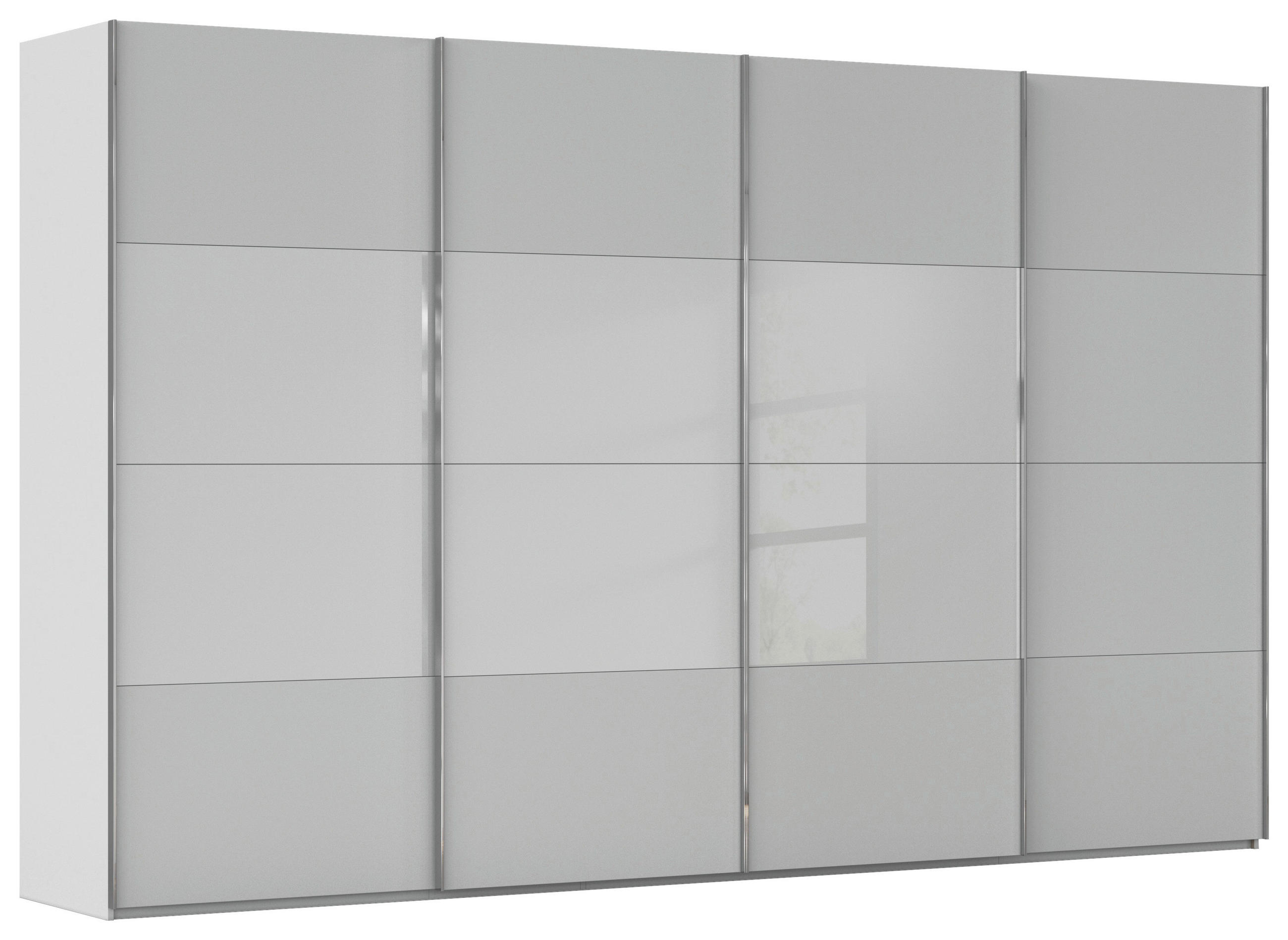 SCHWEBETÜRENSCHRANK 361/223/68 cm 4-türig Grau  - Chromfarben/Grau, KONVENTIONELL, Glas/Holzwerkstoff (361/223/68cm) - Novel