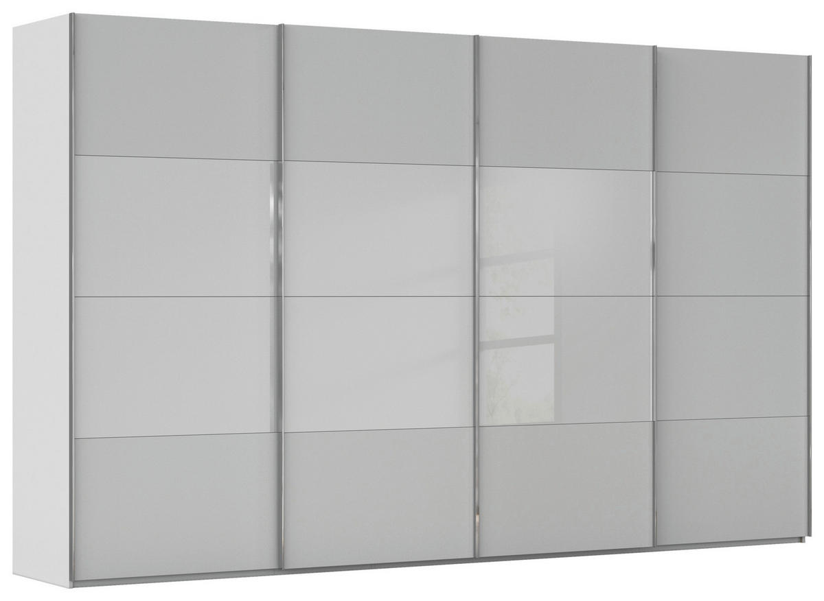 SCHWEBETÜRENSCHRANK 361/223/68 cm 4-türig Grau  - Chromfarben/Grau, KONVENTIONELL, Glas/Holzwerkstoff (361/223/68cm) - Novel