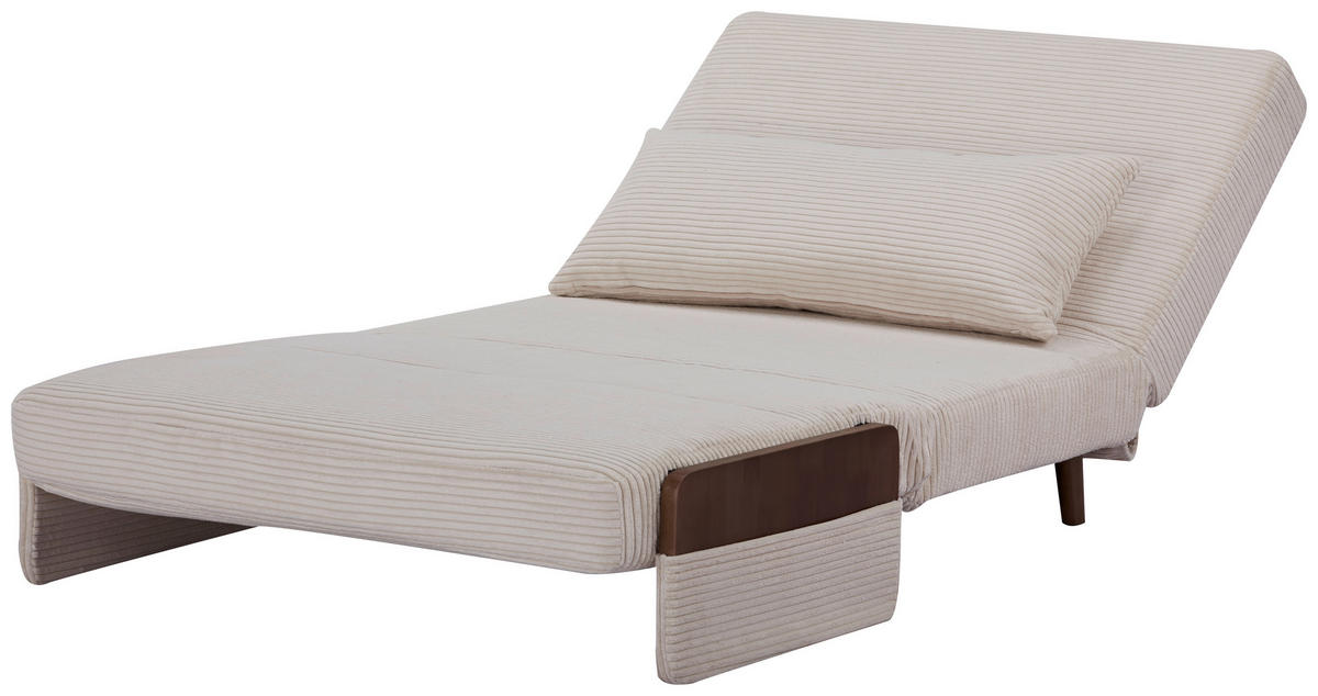 SCHLAFSESSEL Cord Creme    - Hellbraun/Creme, MODERN, Holz/Textil (107/82/91cm) - Livetastic