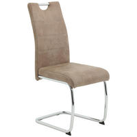 SCHWINGSTUHL  in Mikrofaser  - Chromfarben/Beige, KONVENTIONELL, Textil/Metall (43/98/59cm) - Carryhome