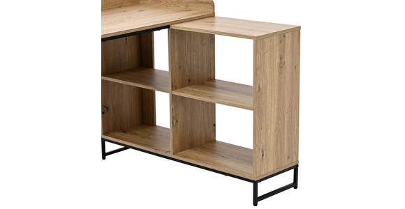 ECKSCHREIBTISCH 110/98/75-81 cm Schwarz, Eiche Artisan Stauraum  - Schwarz/Eiche Artisan, Design, Holzwerkstoff/Metall (110/98/75-81cm) - Carryhome