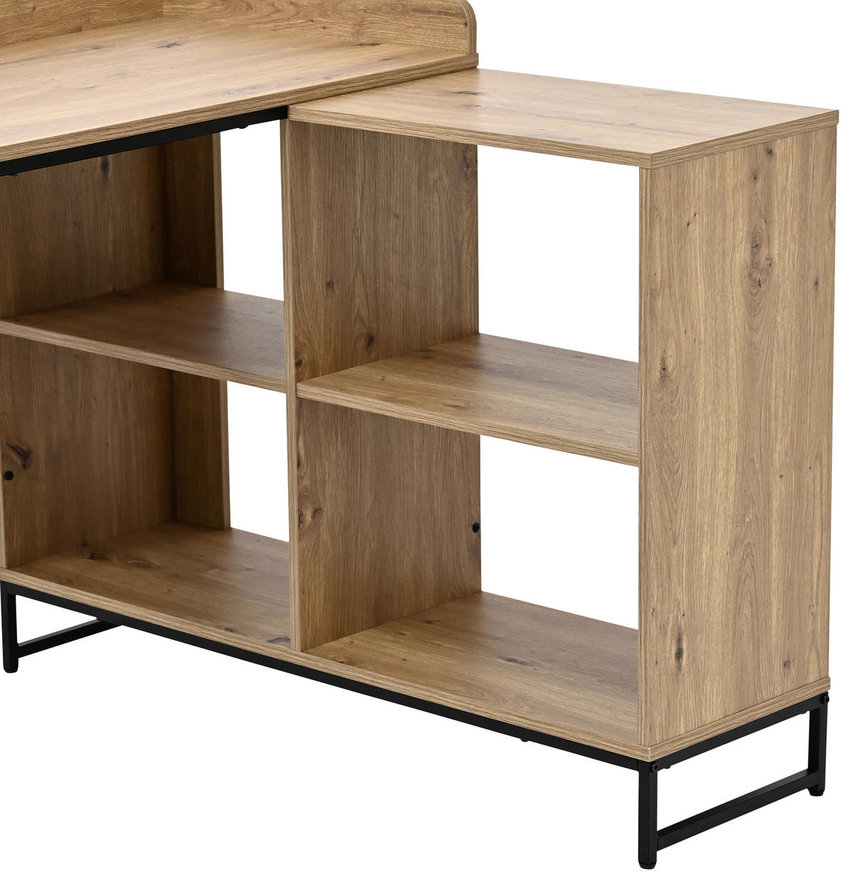 ECKSCHREIBTISCH 110/98/75-81 cm  in Schwarz, Eiche Artisan  - Schwarz/Eiche Artisan, Design, Holzwerkstoff/Metall (110/98/75-81cm) - Carryhome