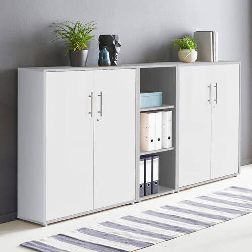 AKTENSCHRANK Grau, Weiß  - Weiß/Grau, MODERN, Holzwerkstoff (213/114/33cm) - MID.YOU