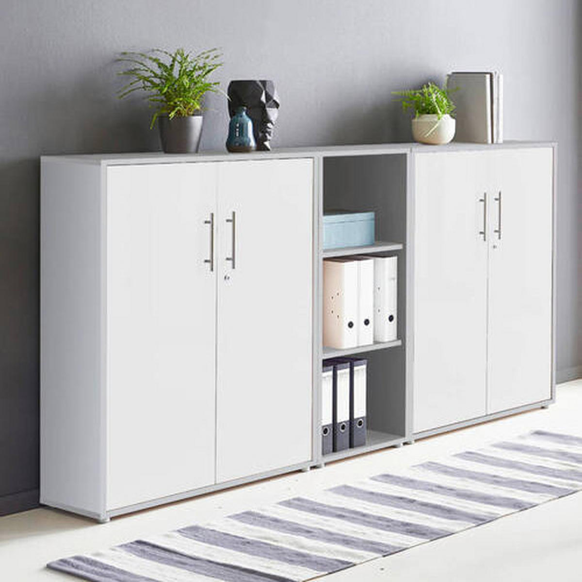 AKTENSCHRANK 213/114/33 cm  - Weiß/Grau, MODERN, Holzwerkstoff (213/114/33cm) - MID.YOU