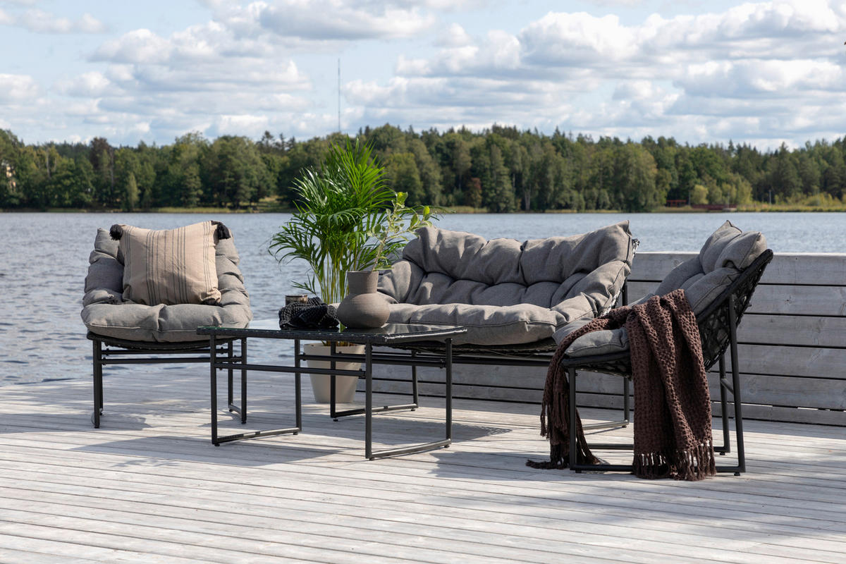 LOUNGEGRUPP  - grå/svart, Klassisk, metall/textil - Gardenson