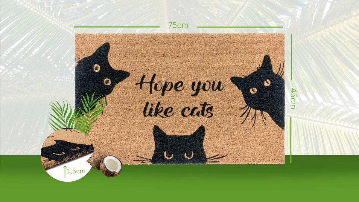 KOKOSMATTE  45/75 cm  Schwarz, Hellbraun  - Hellbraun/Schwarz, Basics, Naturmaterialien/Kunststoff (45/75cm) - Hanse Home