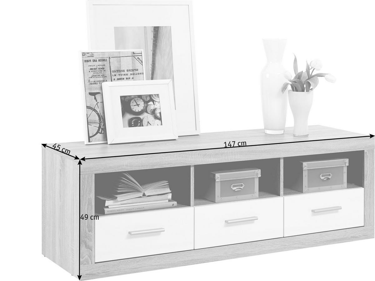 TV-ELEMENT - Silberfarben/Weiß, Design, Holzwerkstoff/Kunststoff (147/49/45cm) - Xora
