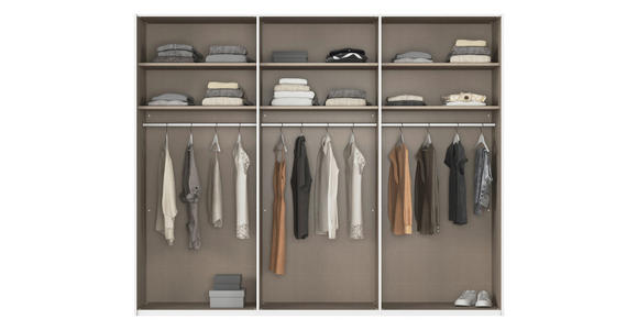 SCHWEBETÜRENSCHRANK  in Weiß  - Alufarben/Weiß, Basics, Holzwerkstoff/Metall (271/223/68cm) - Novel