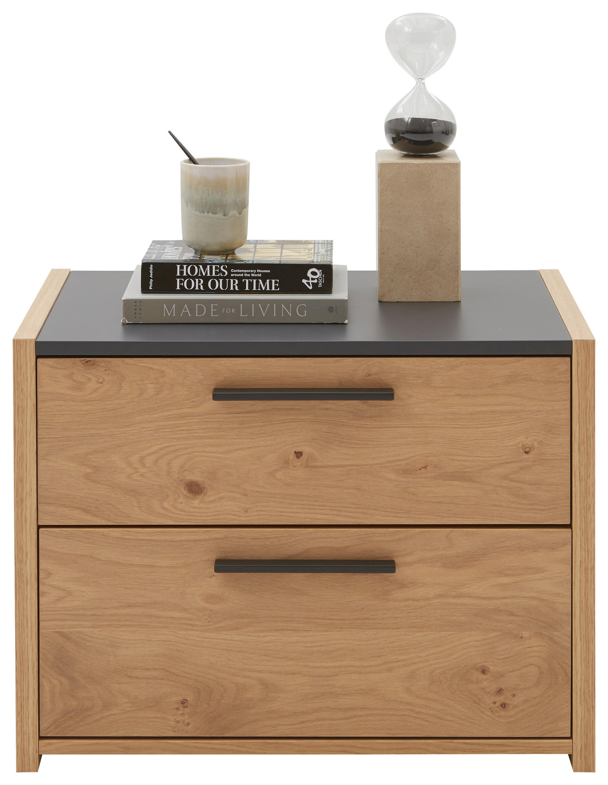 NACHTSCHRANK 65,2/48,6/46 cm furniert  - Eichefarben/Anthrazit, KONVENTIONELL, Holzwerkstoff/Metall (65,2/48,6/46cm) - Dieter Knoll